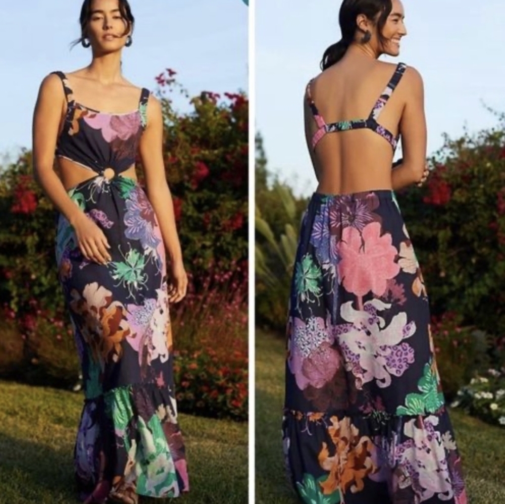 Anthropologie Maeve NWT Floral Cutout Maxi Dress